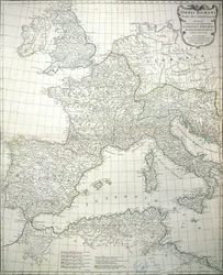 ローマ帝国の西部の地図、1763年